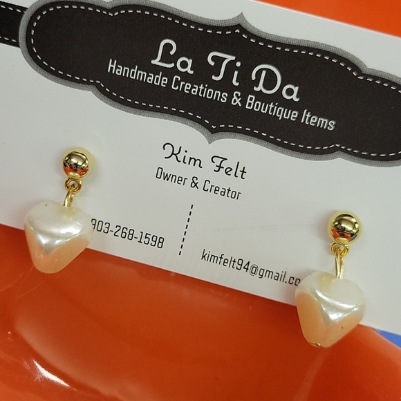 Pearlized Stone Hold Tone Earrings - Picture 1 of 2